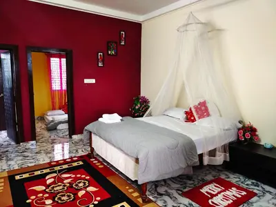 a bedroom with a bed with a canopy at Mannat Inn Homestay (Mysore) in Mysore