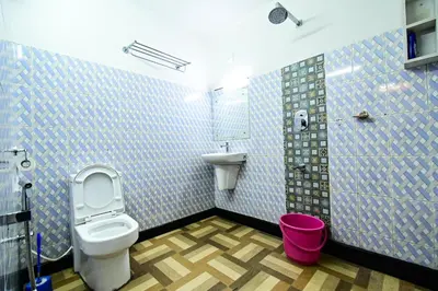 a bathroom with a toilet and a sink at S VILLA in Wayanad