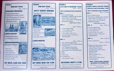 a menu for a restaurant with drawings of food at Seema Palace Inn 1 km from Railwaystaion in Mysore