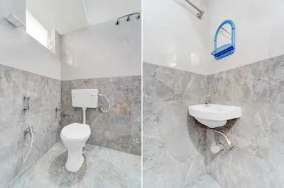 two pictures of a bathroom with a toilet and a sink at Super Hotel O Avinashi Road Coimbatore in Coimbatore