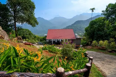 a house with a bench in front of a garden at Nexstay Karimb Resorts in Vallikavungal