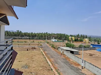 arial view of a construction site with a road at Royal homes a3 in Kushālnagar