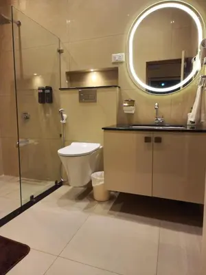 a bathroom with a toilet and a sink and a mirror at Aranyasun in Masinagudi