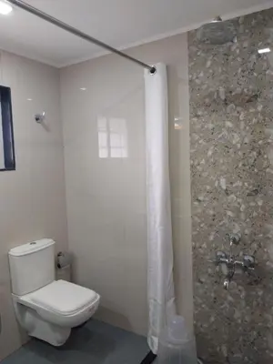 a bathroom with a toilet and a shower at Hotel Savera Park in Trichūr