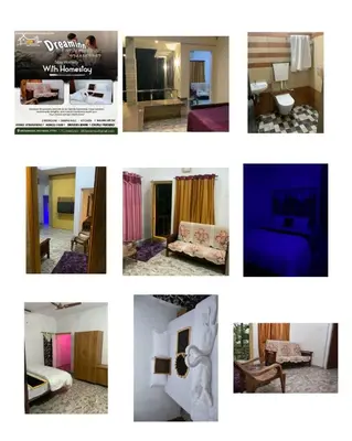 a collage of photos of a hotel room at Dream inn family homestay in Meenangadi
