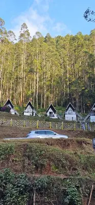 a group of houses in a field with trees at The Soul Of Vattavada in Vattavada