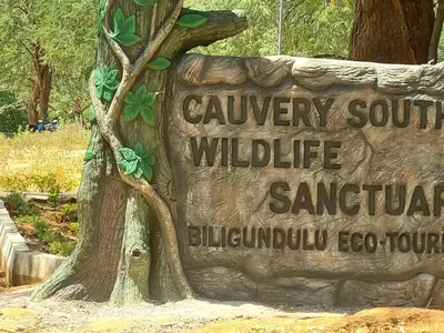 a sign for a canyon south wildlife at GO2 Village Homestay in Pennāgaram