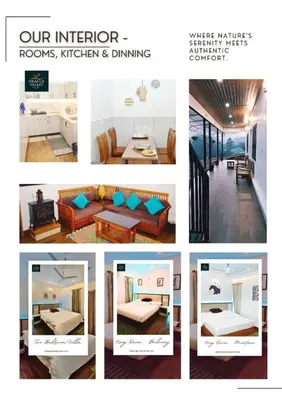 a collage of photos of a hotel room at Orange Valley Farm Resort in Munnar