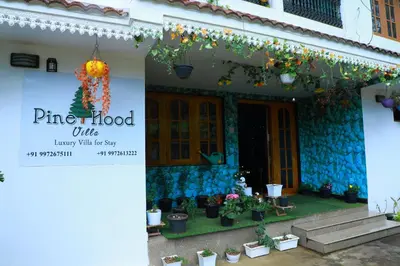 a house with potted plants on the side of it at Pine Hood Villa in Ooty