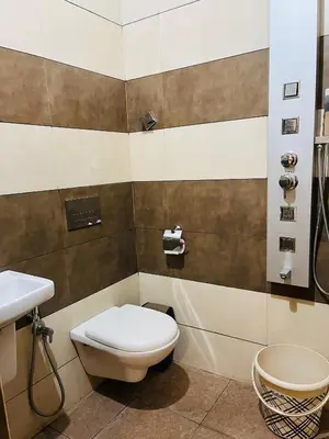a bathroom with a toilet and a sink at Focuz Habitat Hotel And Ayurveda in Malappuram