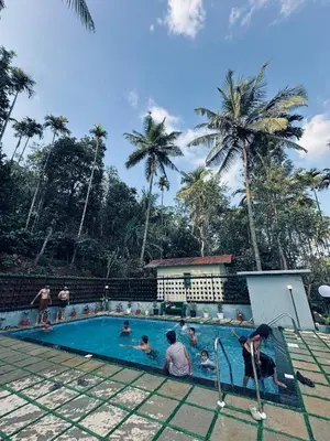 a group of people in a swimming pool at Wild mist in Padinjarathara