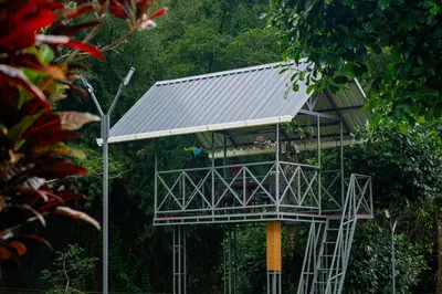a tree house with a roof on top of it at Misty Forest Resort Wayanad in Wayanad