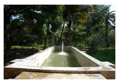 a water fountain in the middle of a park at Down to Earth Farmstay by LAKSEM in Anaimalai