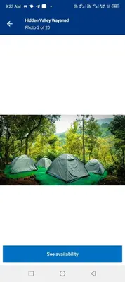 a page of a website with a group of tents at Wooden creek tent camping in Meppādi