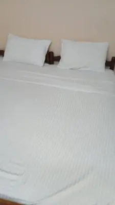 a white bed with two pillows on top of it at Paradise Homestay in Alwaye