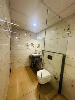a bathroom with a toilet and a sink at Mysore Elite in Mysore