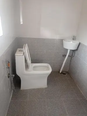 a bathroom with a toilet and a sink at Hills Dale ooty 3 bhk vintage tea estate villa in Ooty