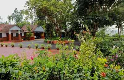 a garden with lots of plants and flowers at Kudajadri Drizzle Homestay in Kaniyāmbetta