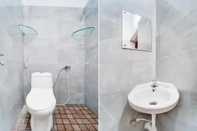 two pictures of a bathroom with a toilet and a sink at Collection O IIT College Coimbatore in Coimbatore