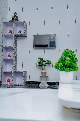 two potted plants are sitting on a white wall at Pleasant Heights Homestay in Coonoor