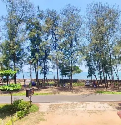 a road with trees on the side of a beach at Relax inn cherai beach in Cochin