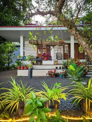 a house with a lot of plants in front of it at Green Island homestay in Kadalundi