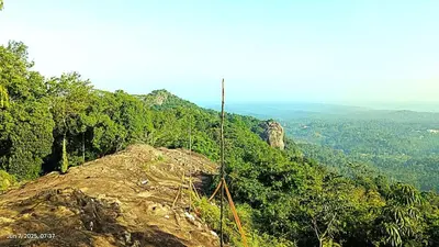 a view of a mountain top with trees and a hill at Naturia in Ambalavayal