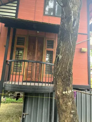 a house with a tree in front of it at Apricot Cottage in Kozhikode