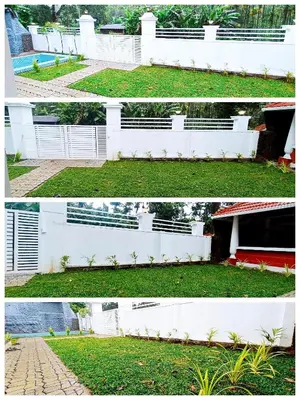 two pictures of a white building with a yard at Heaven Cloud Stay Hub Attappadi in Attappādi