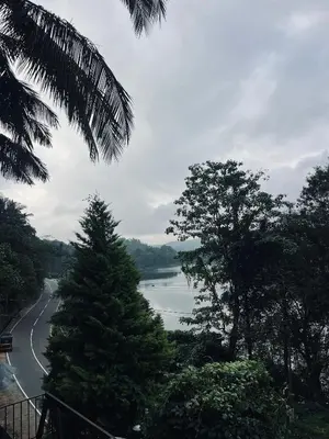 a view of a river and a road with trees at Chillwind Service villa in Padinjarathara
