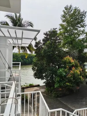 a staircase leading up to a house with a tree at Retreat Rivera where Serenity Meets the River in Green Island