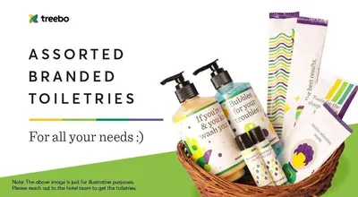 a basket with someentedentedented toothbrushes and cosmetics at Treebo Lumino Crown, 850 Meters From Ooty Lake in Ooty
