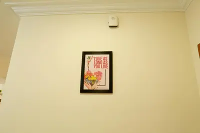 a picture of flowers on a white wall at Cloud9 Airport Hotel in Nedumbassery