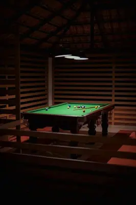 a green pool table in a room with at Girassol Serviced Villa in Vythiri