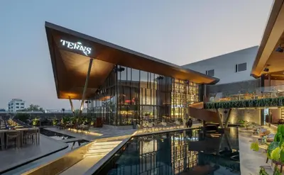 a rendering of a hotel with a swimming pool at Nes-Terns in Coimbatore