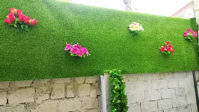 a group of flowers on a green wall at VR Home Stay Ooty in Ooty
