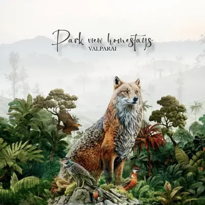 a painting of a fox in the jungle at Park view homestays in Vālpārai