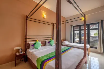 a bedroom with two bunk beds and a window at Treebo Vrindavan, 3 Km From Madikeri Fort in Madikeri