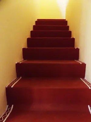 a stair case with brown steps in a room at Silent Wild in Masinagudi