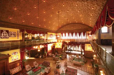 an overhead view of the lobby of a building at WelcomHeritage Fernhills Royal Palace in Ooty