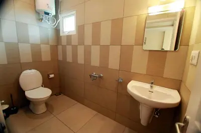 a bathroom with a toilet and a sink at Snowdrops Ooty in Ooty