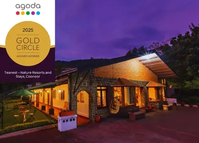 a rendering of a gold circle house at night at Teanest by Nature Resorts and Stays in Coonoor