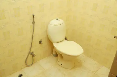a bathroom with a toilet and a shower at ZuriEL Suite GUEST HOUSE in Coimbatore