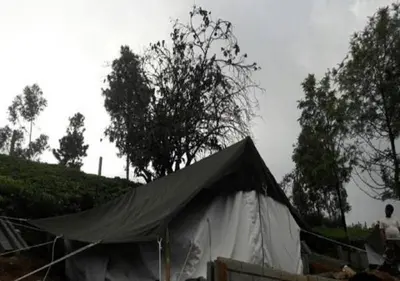 a tent in a field with trees in the background at Swiss Tents in Ooty, Tn in Ooty