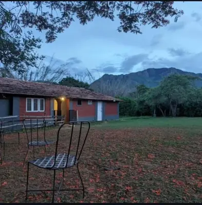 two chairs sitting in front of a house at Runnel View in Masinagudi