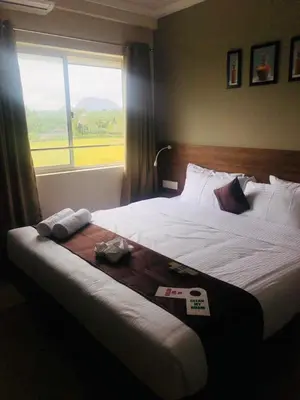 a bedroom with a large bed with a window at Hotel Mayo in Wayanad