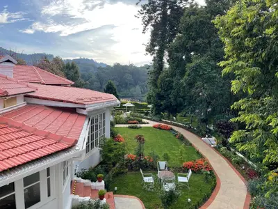an aerial view of a house with a garden at Gateway Coonoor in Coonoor