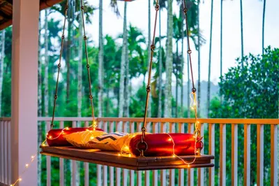 a group of bags sitting on a swing at Zostel Homes Wayanad, Karapuzha in Wayanad
