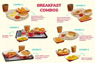 a menu of breakfast comics with different breakfast foods at goSTOPS Coorg in Madikeri