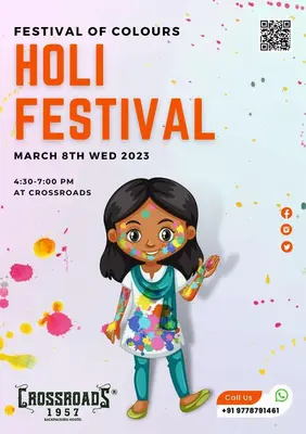 a poster for a festival of colours holi festival at Crossroads Hostel 1957 in Wayanad